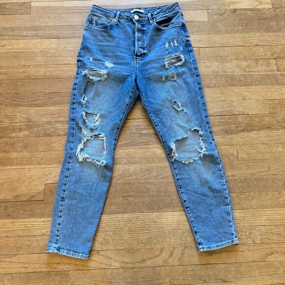 Forever 21 medium wash distressed button fly high-rise jeggings size 29 (6)
 b26 - Picture 1 of 5
